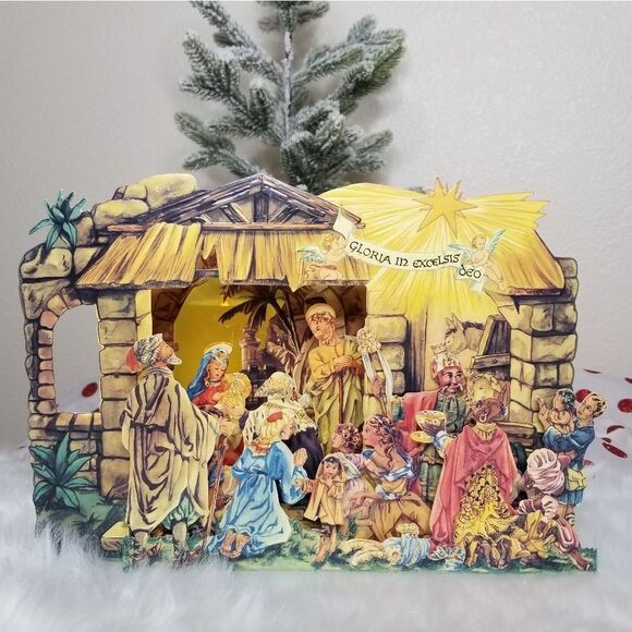 B. Shackman And Co. 1994 Christmas Nativity Jumbo Creche Card 3D Die Cut Pop Out - Picture 12 of 12